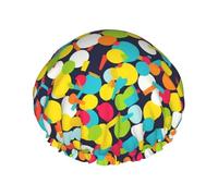 Bonnet de douche à motif confettis lumineux réutilisable et imperméable pour homme et femme avec bande élastique - Bonnet de bain double couche lavable pour toutes les coiffures - Facile à transporter