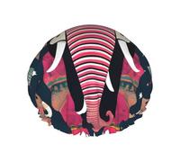 Bonnet de douche à motif éléphant bohème avec une double couche, maintient bien vos cheveux, que ce soit pendant la douche ou le bain.