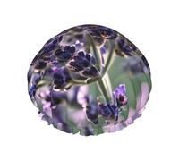 Bonnet de douche à motif fleur de lavande avec une double couche, maintient bien vos cheveux, que ce soit pendant la douche ou le bain.