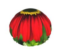 Bonnet de douche à motif fleur rouge avec une double couche, maintient bien vos cheveux, que ce soit pendant la douche ou le bain.