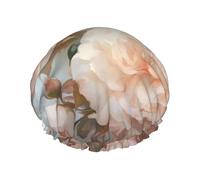 Bonnet de douche à motif floral rose pour femme - Bonnet de douche élastique réutilisable - Bonnet de douche double couche