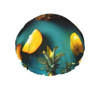 Bonnet de douche à motif fruits tropicaux ananas avec une double couche, maintient bien vos cheveux, que ce soit pendant la douche ou le bain.
