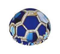 Bonnet de douche à motif hexagonaux bleus et losanges, bonnet de douche réutilisable et imperméable, séchage rapide