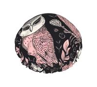 Bonnet de douche à motif hibou pour homme et femme - Bonnet de bain imperméable avec bande élastique double couche - Réutilisable - Pour tous les types de cheveux