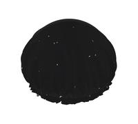 Bonnet de douche à pois noirs et blancs, réutilisable, double couche, respirant, sangle élastique réglable, essentiels de voyage d'hôtel