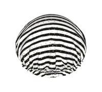 Bonnet de douche à rayures à pois dorés et encre pour homme et femme, réutilisable, imperméable, long et épais, soins des cheveux, courts et enfants