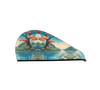 Bonnet de douche à séchage rapide avec beaucoup de petites libellules - Bonnet de douche tendance et coloré pour femme - Bonnet de douche confortable et élégant