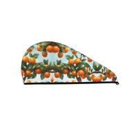 Bonnet de douche à séchage rapide avec beaucoup d'oranges sur l'arbre - Bonnet de douche tendance et coloré pour femme - Bonnet de douche confortable et élégant
