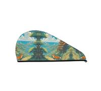 Bonnet de douche à séchage rapide mignon petit renard - Bonnet de douche à la mode et coloré pour femme - Bonnet de douche confortable et élégant