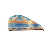 Bonnet de douche à séchage rapide Seagulls By The Sea - Bonnet de douche tendance et coloré pour femme - Bonnet de douche confortable et élégant