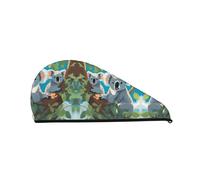 Bonnet de douche à séchage rapide Two Happy Koalas - Bonnet de douche tendance et coloré pour femme - Bonnet de douche confortable et élégant