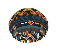Bonnet de douche à texture ethnique tribale africaine pour femme, élastique et réutilisable, double couche imperméable pour cheveux longs