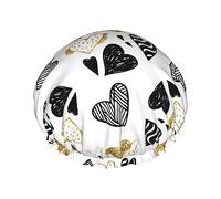 Bonnet de Douche Amour Chapeau de Douche imperméable Bonnets de Bain réutilisables pour Femmes Protection des Cheveux élastique Tous Les Cheveux