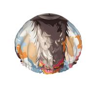 Bonnet de douche amusant avec lunettes de soleil pour femme - Double couche - Bonnet de bain épais réutilisable et imperméable avec bande élastique - Bonnet de douche lavable pour homme et femme - Spa