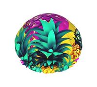 Bonnet de douche ananas coloré avec une double couche, maintient bien vos cheveux, que ce soit pendant la douche ou le bain.