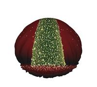 Bonnet de douche arbre de Noël vert fond de Noël étoile scintillante vacances d'hiver beauté de la neige grands bonnets de douche réutilisable Double couche douche cheveux bonnet de bain élégant bon