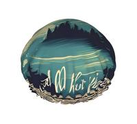 Bonnet de douche avec bande élastique réglable et vibrant, réutilisable et imperméable avec inscription « Not All Who Wander Are Lost »