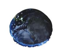 Bonnet de douche avec bonnet de bain élastique réutilisable pour femme, doux, double couche, imperméable, bonnet de douche Earth and Space pour cheveux longs, courts et bouclés