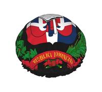 Bonnet de douche avec drapeau de la République dominicaine pour femme, double bonnet de bain imperméable et réutilisable