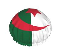 Bonnet de douche avec drapeau de l'Algérie pour femme - Confortable, durable et non serré - Accessoire de protection des cheveux
