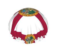 Bonnet de douche avec drapeau de l'État de Floride pour femme, élastique et réutilisable, double couche imperméable