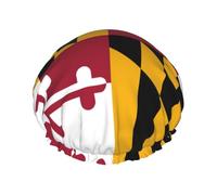 Bonnet de douche avec drapeau de l'État du Maryland pour femme, élastique et réutilisable, double couche imperméable, bonnet de douche pour le bain