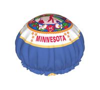 Bonnet de douche avec drapeau de l'État du Minnesota pour femme, élastique et réutilisable, double couche imperméable