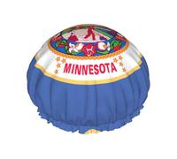 Bonnet de douche avec drapeau de l'État du Minnesota pour femme, élastique et réutilisable, double couche imperméable