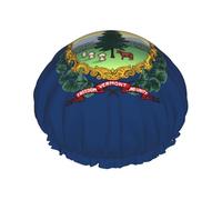 Bonnet de douche avec drapeau de l'État du Vermont pour femme, élastique et réutilisable, double couche imperméable, bonnet de douche pour le bain