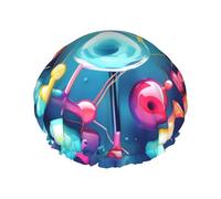 Bonnet de douche avec impression 3D de science abstraite, chimie, bonnet de douche réutilisable et imperméable, séchage rapide