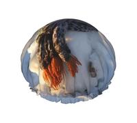 Bonnet de douche avec imprimé bonhomme de neige pour femme - Double couche élastique - Pour la maison, le spa, l'hôtel et le salon de coiffure