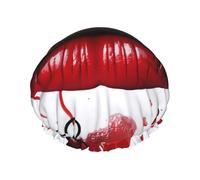 Bonnet de douche avec imprimé cœur rouge et lèvres d'amour pour femmes et hommes, bonnet de bain réutilisable en tissu double couche, bonnets de cheveux pour filles, 29 cm