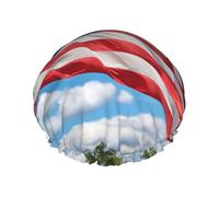 Bonnet de douche avec imprimé drapeau américain pour femme - Double couche élastique - Pour la maison, le spa, l'hôtel et le salon de coiffure