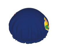 Bonnet de douche avec imprimé drapeau des îles Turques et Caïques - Doublé - Double couche lavable - Large bande élastique - Pour le bain