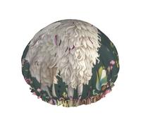 Bonnet de douche avec imprimé floral alpaga, bonnet de douche imperméable pour femme, bonnet de douche réutilisable avec bande élastique