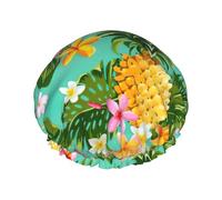Bonnet de douche avec imprimé fruits tropicaux ananas pour femme, léger, réutilisable, doux, double couche, étanche, étanche.
