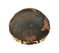 Bonnet de douche avec imprimé globe du monde antique, élastique et réutilisable pour cheveux longs, grand bonnet de douche imperméable, pour femmes, hommes, enfants