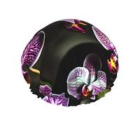 Bonnet de douche avec imprimé orchidées violettes pour femme, léger, réutilisable, doux, double couche, étanche, étanche.