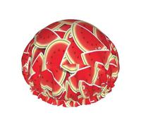Bonnet de douche avec imprimé tranche de pastèque pour femme - Double couche élastique - Pour la maison, le spa, l'hôtel et le salon de coiffure