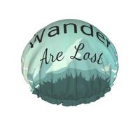 Bonnet de douche avec inscription « Not All Those Who Wander Are Lost1 » - Réutilisable et imperméable - Double couche - Bande élastique - Bonnet de bain pour cheveux longs