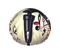 Bonnet de douche avec microphone imprimé note de musique pour femme, léger, réutilisable, doux, double couche, étanche, étanche.