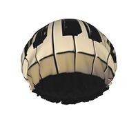 Bonnet de douche avec touches de piano avec note de musique imprimée, bonnet de douche imperméable pour femme, bonnet de douche réutilisable, bonnet de bain avec bande élastique