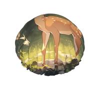 Bonnet de douche Bambi double couche pour femme, réutilisable, design de grande taille adapté à toutes les longueurs de cheveux, adapté pour les filles, spa et salon à domicile.