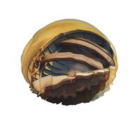 Bonnet de douche bateau en bois réutilisable et imperméable pour homme et femme avec bande élastique - Bonnet de bain double couche lavable pour toutes les coiffures - Facile à transporter