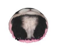 Bonnet de douche bébé panda avec lunettes pour femme - Double couche - Bonnet de bain épais réutilisable et imperméable avec bande élastique - Bonnet de douche lavable pour homme et femme - Spa et