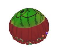 Bonnet de douche Big Eye imprimé pastèque - Bonnet de bain double couche avec doublure élastique, idéal pour la maison, le spa, l'hôtel et les voyages