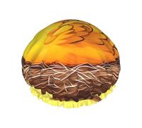 Bonnet de douche Bird's Nest Golden Chicken double couche pour femme, réutilisable, design de grande taille adapté à toutes les longueurs de cheveux, adapté pour les filles, spa et salon à domicile.