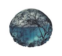 Bonnet de douche Blue Moon pour homme et femme, réglable, réutilisable, double couche, imperméable, doublure en EVA, bande élastique pour toutes les longueurs de cheveux