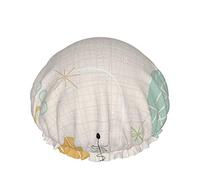 Bonnet de douche, bonnet de bain Double imperméable en tissu d'écorce rétro, bonnet de douche élastique réutilisable, bonnets de bain, bonnet de nuit