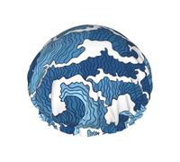 Bonnet de douche/bonnet pour cheveux lavable et réutilisable avec doublure et élastique à imprimé mer orageuse pour toutes les longueurs de cheveux